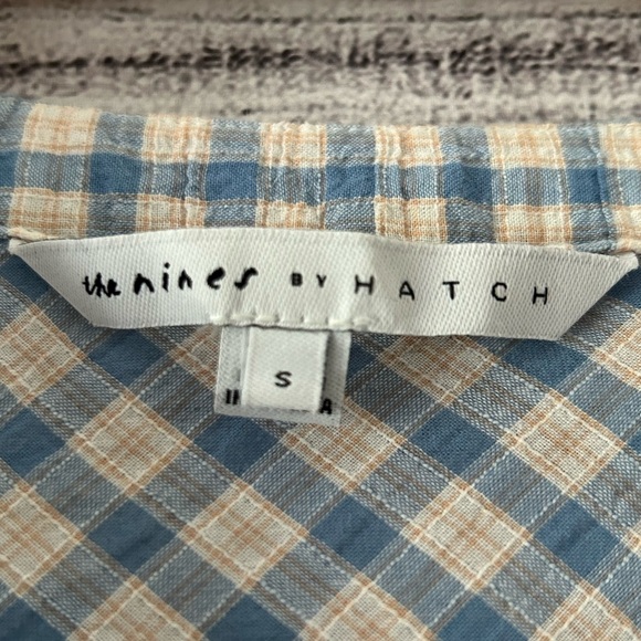 The Nines by Hatch maternity plaid button up puff sleeve top size small - Picture 2 of 16